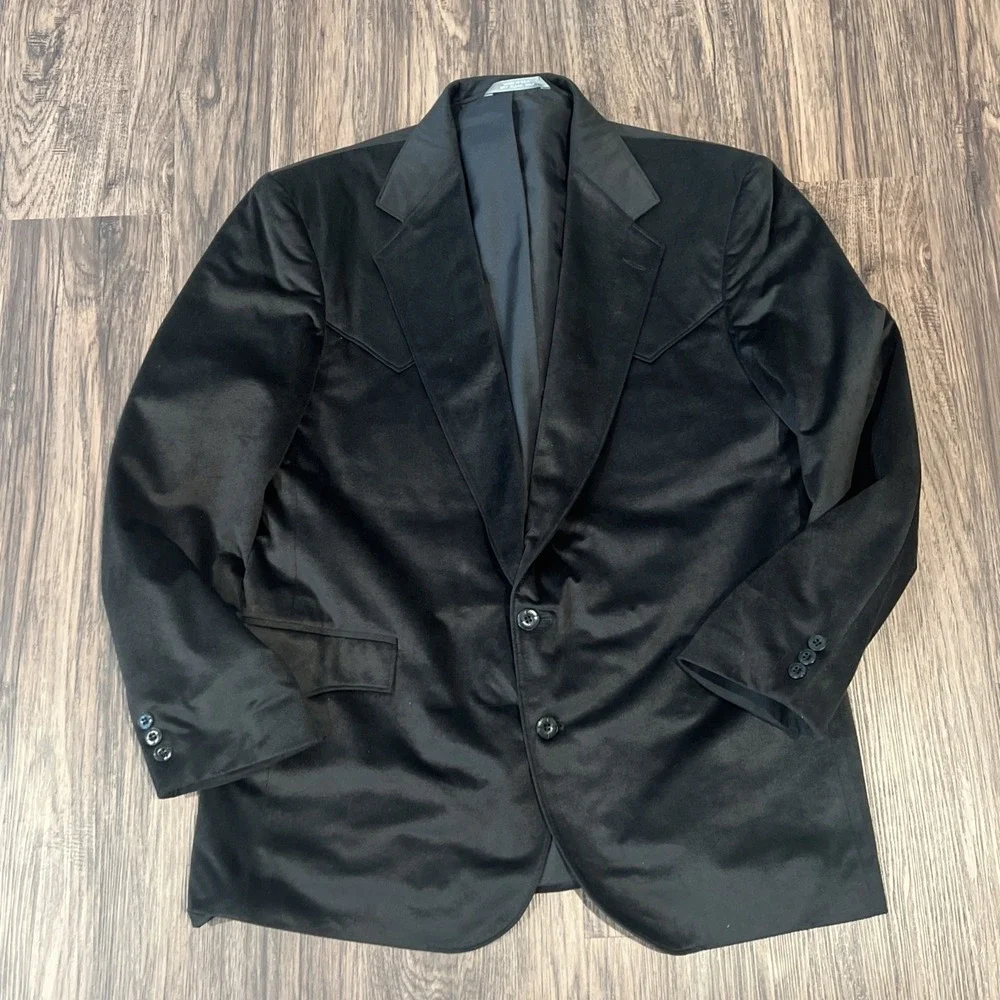 Taos Country Blazer Mens Faux Suede Western Cowboy Sport Size 44 Color Black